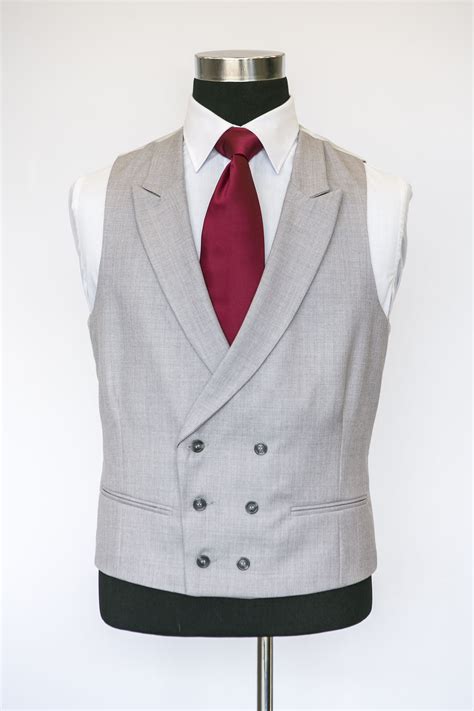 double breasted grey waistcoat.